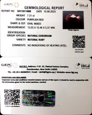 7.31/CT Natural Neo Burma Ruby with Govt. Lab Certificate (2331)